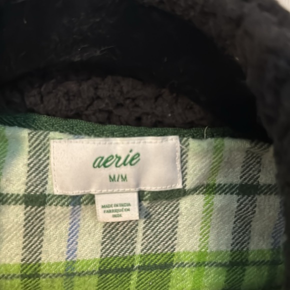 Aerie Cloud Sherpa Vest Flannel Button up with Pockets Size Medium Gray - Picture 7 of 12